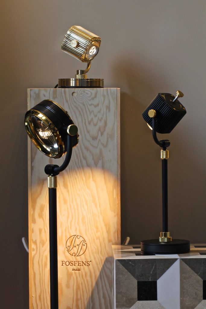 Lampadaire MagicEye III Black/Gold24K & Spot Corduroy Full Gold & lampe de bureau Black/Gold24K