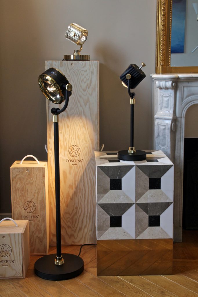 Lampadaire MagicEye III Black/Gold24K & Spot Corduroy Full Gold & lampe de bureau Black/Gold24K